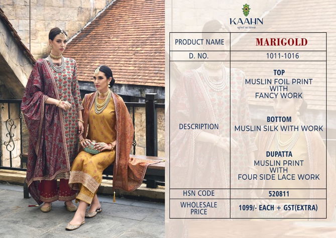 Kaahn Marigold Heavy Designer Dress Material Catalog
